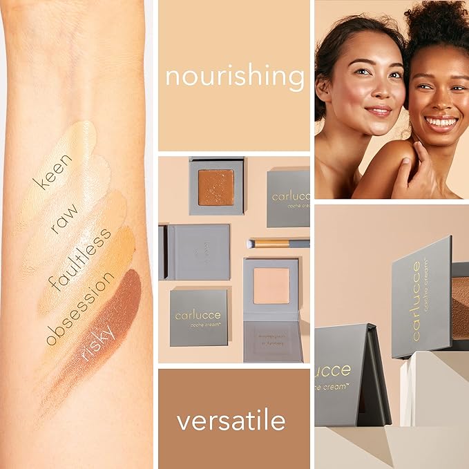 Carlucce Cache Cream 3-in-1 Makeup Color Palette, Keen - Foundation, Concealer & Primer, Medium - Full Coverage, Natural Finish, Vegan & Cruelty Free