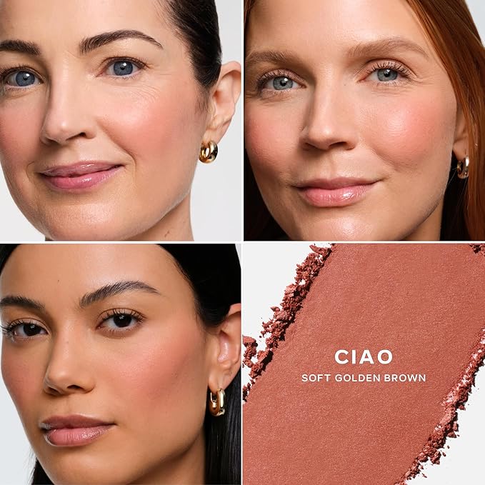 Saie SuperSuede Baked Blush - Talc-Free Powder Blush for All Day Wear - Enriched with Plant-Derived Squalane + Glycerin to Help Moisturize Dry Skin - Ciao (.01 Ounce)