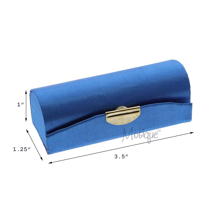 Solid Satin Ladies Lipstick Case With Mirror Purse Holder Set of 2 (Royal)