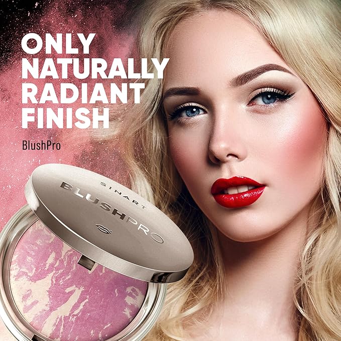Baked PRO Blush. Brighten Lighting Highly Glow Marbleized. Lightweight Shimmery Satin Face Makeup. Cruelty-Free Powder Blush. Shape, Contour & Highlight Face - B1