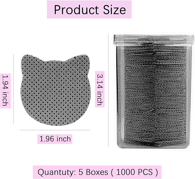 Lint Free Nail Wipes, 1000 PCS Nail Polish Remover Lash Extension Glue Wipes for Lash Extension Supplies, Soft Lint Free Glue Cleaning Pads for Gel Nail Polish Remover, Black