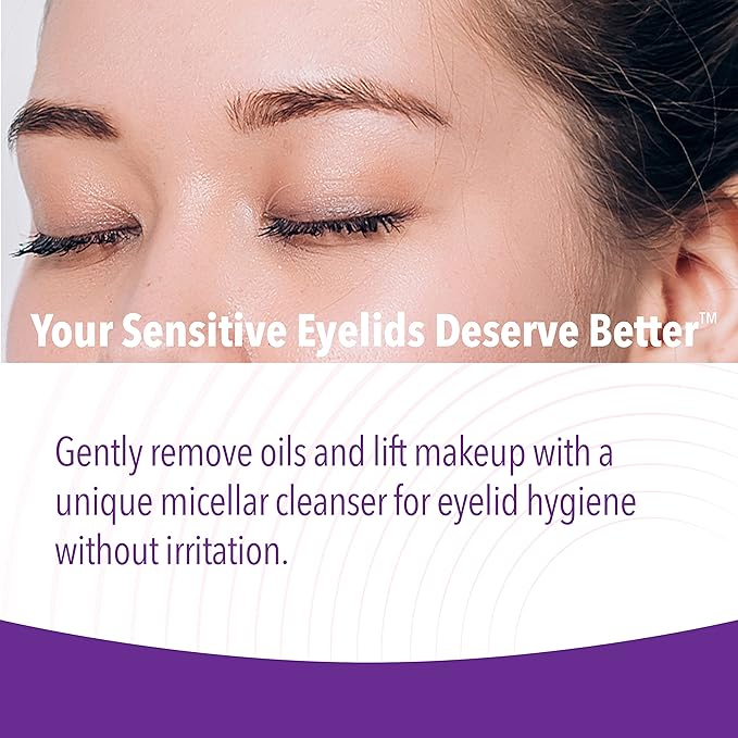 iVIZIA Micellar Eyelid Cleanser for Sensitive Eyelid Cleansing, BAK-Preservative-Free, Rinse-Free, Gently Removes Makeup, 3.3Fl Oz Bottle
