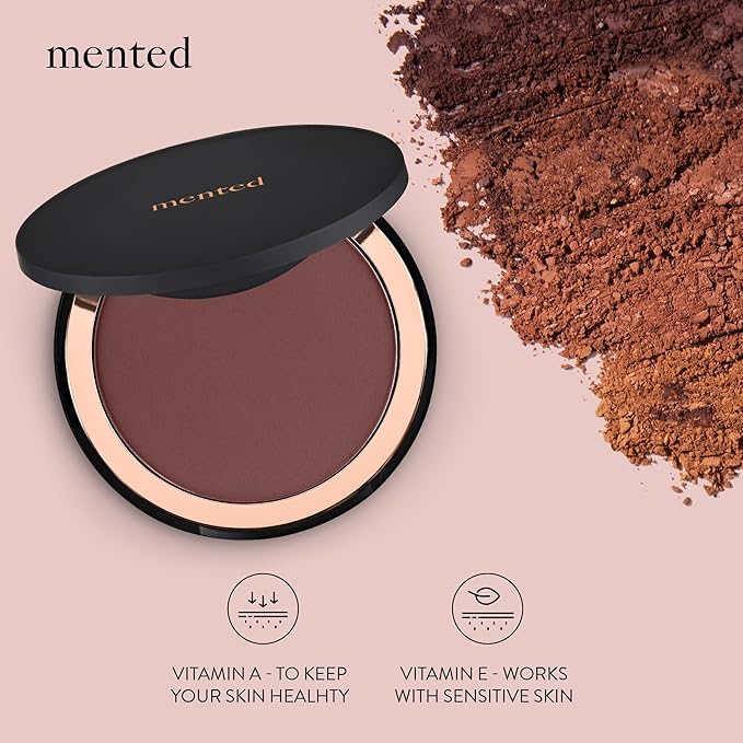 Mented Cosmetics Stick Foundation, Concealer & Contour Stick for Dark Skin, Cream Foundation for Black Women Makeup, T30 + Highlighter Bronzing Powder Palette with Vitamin E + A, 0.35oz, Vacay Bundle