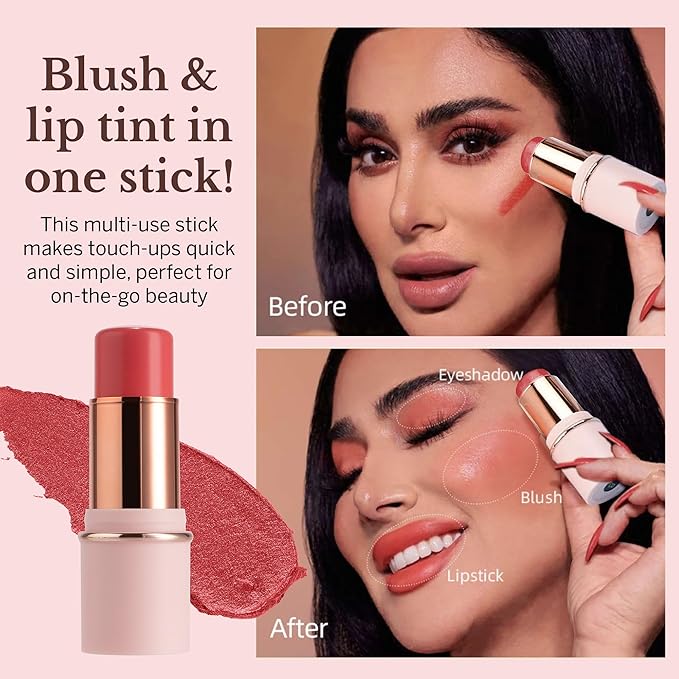 Blush Stick for Cheeks & Lips Multistick Cream Blush- Easy to Apply & Blend- Infused with Nourishing Ingredients for your Skin Compact Travel Size Makeup- & Beauty Products for Women