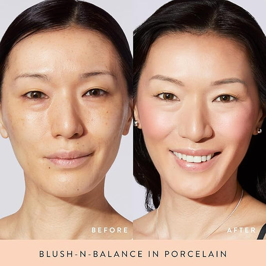 LAURA GELLER NEW YORK 40+ Club Blush-n-Balance 3pc Kit: Baked Balance-N-Brighten Color Correcting Foundation, Porcelain + Retractable Kabuki Brush + Baked Blush-N-Brighten, Tropic Hues