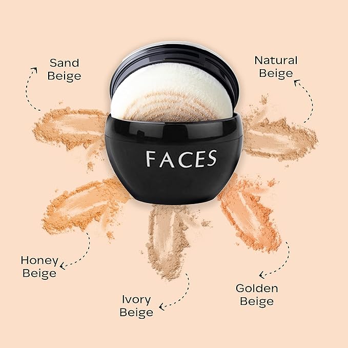 Faces Canada Mineral Loose Powder,Smooth Matte Finish, Flawless Look, Absorbs Oil And Sweat, Soft Glow, Sand Beige, 7 gms