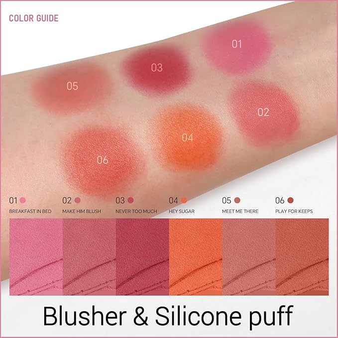 Erinde Blush Stick for Cheeks, Cream to Powder Blush Stick, Matte Blendable Buildable Color, Built-In Silicone Blush Brush, Cream Blush Stick for Cheek, Eyes & Lips, Vegan & Cruelty Free, 01