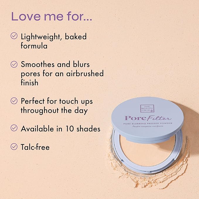 The Beauty Crop PoreFilter Pressed Powder - Blurs Pores & Controls Shine - Medium Shade - 0.34 oz