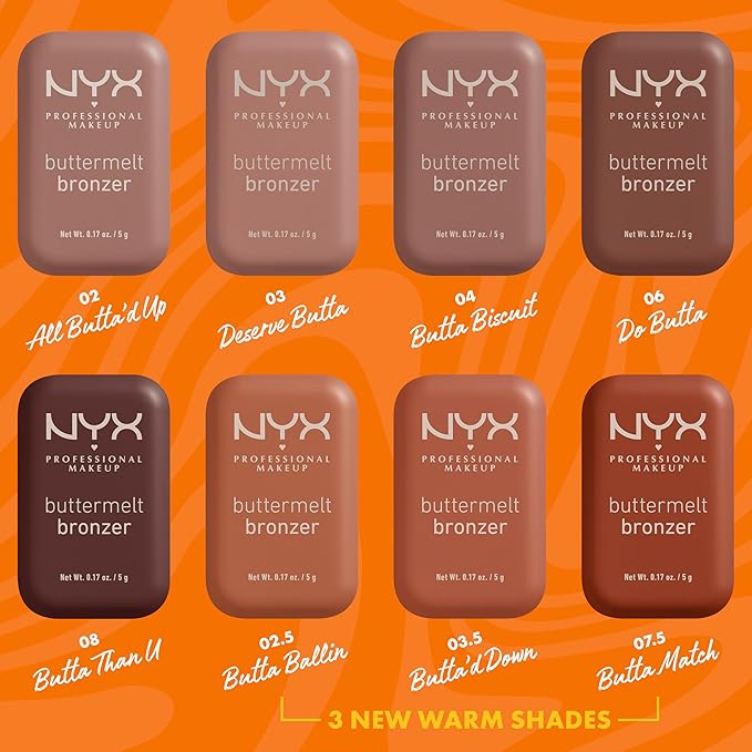 NYX PROFESSIONAL MAKEUP Matte Buttermelt Bronzer, Longwear Face Makeup with Up to 12 Hours of Wear, Vegan Formula - Butta Ballin (Medium Warm)