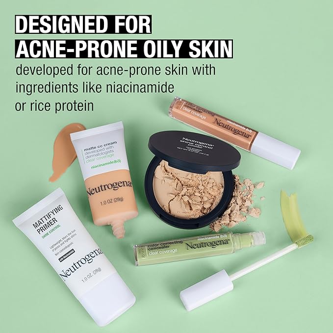Neutrogena Mattifying Primer with Shine Control, Lightweight Pore Blurring Face Primer Blurs the Look of Pores & Helps Reduce Shine, Matte Primer with Niacinamide, 1 oz