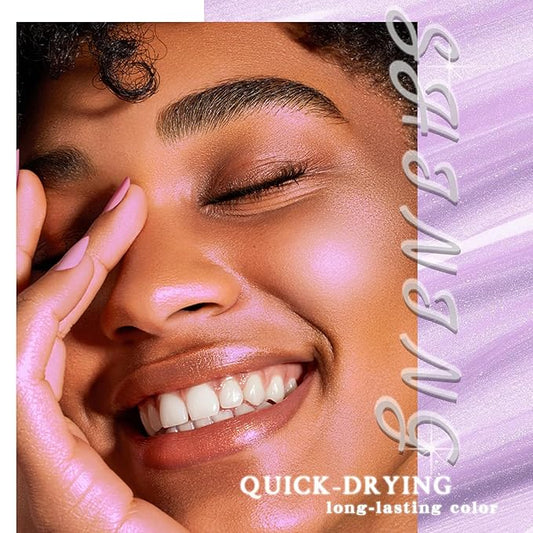 Liquid Highlighter, Body Face Shimmer Glow Makeup Cream Brighten Luminizer Waterproof Longlasting Moisturizing Lightweight Glitter Illuminator Non-Sticky Body Bronzer Dewy Finish-White Galaxy