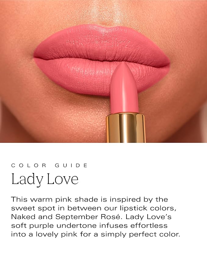 by Patricia De León | High Powered Lipstick (Lady Love) | Intensely Colored Nude Pink Matte Finish Lipsticks | Long Lasting Hydrating Formula, Creamy Texture for Weightless Coverage | Cruelty-Free | .14 oz