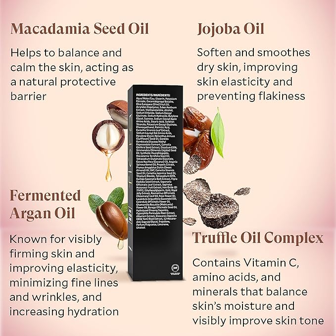 FIÈRA Oil to Foam Daily Facial Cleanser – Truffle Oil Complex, Fermented Plant Oils & Glycerin, Moisturizing and Nourishing, Soap-Free, Cruelty-Free, All Skin Types, 110ml 3.88 fl oz
