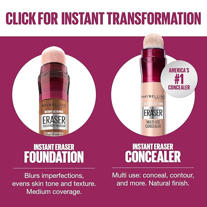 Maybelline Instant Age Rewind Eraser Foundation with SPF 20 and Moisturizing ProVitamin B5, 300, 1 Count (Packaging May Vary)