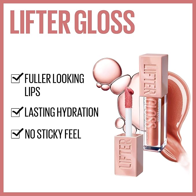 Maybelline New York Maybelline Lifter Gloss Lip Gloss Makeup With Hyaluronic Acid, Brass, 0.18 Fl. Ounce ., 011 Brass, 0.18 fluid_ounces (Pack of 2)