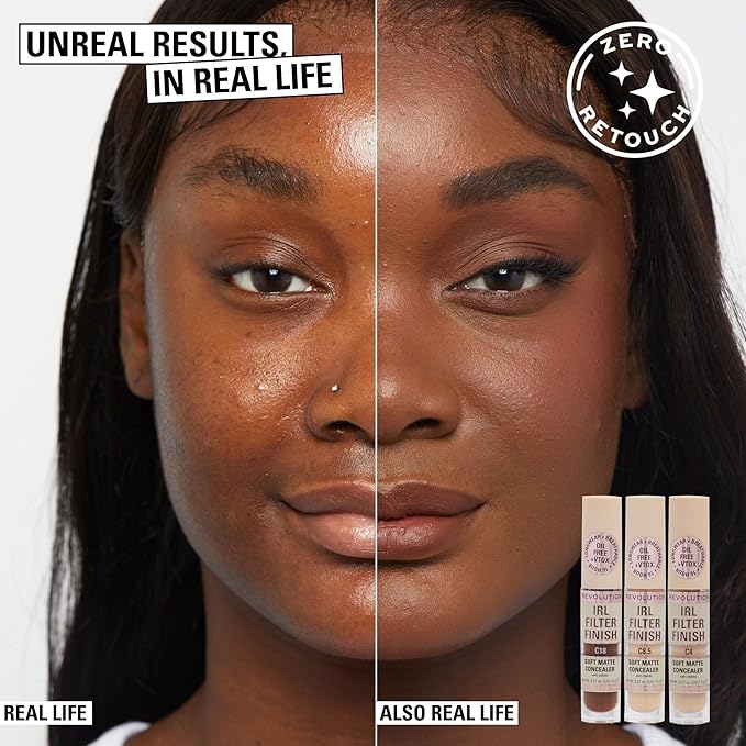 Revolution, IRL Filter Finish Concealer, Full Coverage, Oil-Free, Long-Lasting & Lightweight Formula, Infused with Hyaluronic Acid, Vegan & Cruelty-Free, C10, 0.21 oz