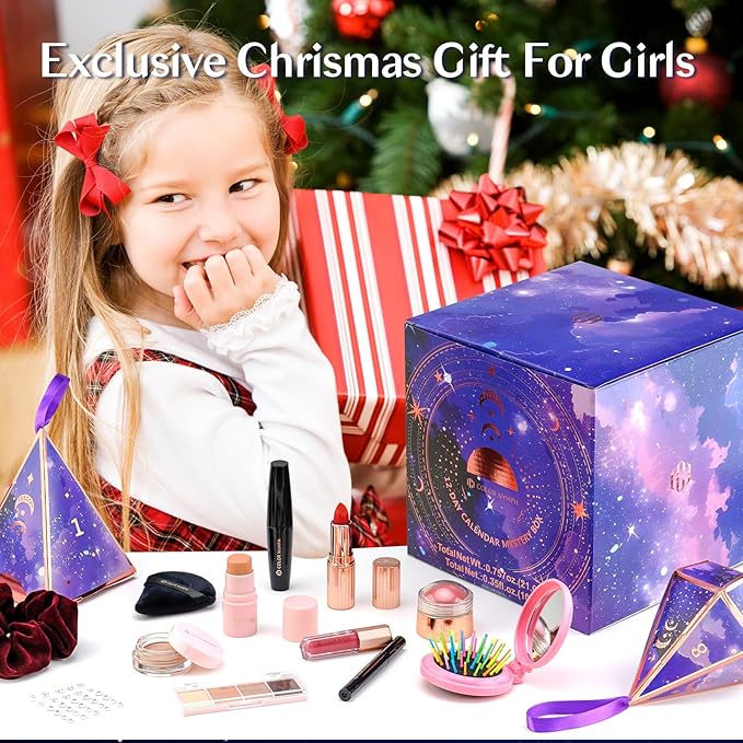 Color Nymph Make up Kit Mystery Boxes, 12PCS Makeup Kits For Christmas Tree Decors, Xmas Gift Makeup Set For Teens Girls Cosmetic Sets Blind Box Includ Eyeshadows Lipstick Mascara Tools etc - Purple