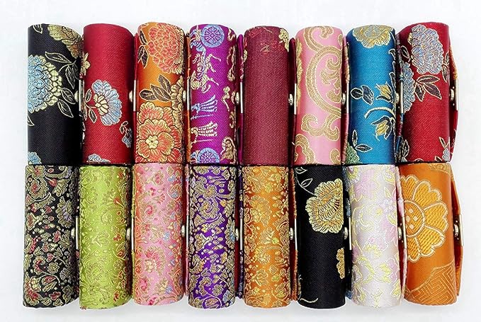 Comicfs Lipstick Case 3pcs /Set Lipstick Case with Mirror, satin Silky Fabric with Gorgeous Design, Random Assorted Colors, Jewelry Box