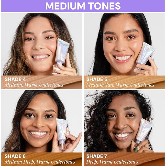 Naked Sundays BeautyScreen™ SPF 50 Mineral Peptide Foundation Tint – 2-in-1 Skin Tint & Mineral Sunscreen | Radiant, Buildable Coverage, Acne-Safe, Infused with Peptides (6 Tan Caramel, 1.01 oz)