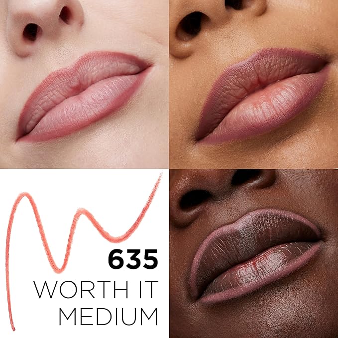 L'Oreal Paris Colour Riche Lip Liner Pencil, Creamy Lip Liner with Omega 3 and Vitamin E, 635 Worth It Medium (Medium Dark Mauve)