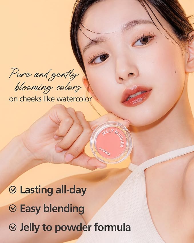 THESAEM Jelly Blusher PP02 Baby Lavender - Velvety Finish Soft Jelly Powder Cheek - Easy Blending Formula- Lightweight, Smooth, Natural Buildable Blusher