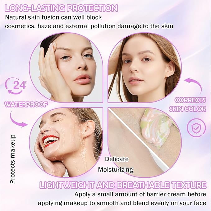 2 Pcs One Step Color Corrector,Color Correcting Facial Serum,Invisible Pore Face Makeup Primer,Oil Control Isolation Cream,Moisturizing Concealer Foundation for Women