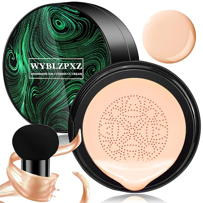 Mushroom Head Air Cushion CC Cream BB Cream Cushion Foundation Moisturizing Full Coverage Foundation Concealer Lasting Foundation Makeup Tone Makeup Base Primer(Natural)