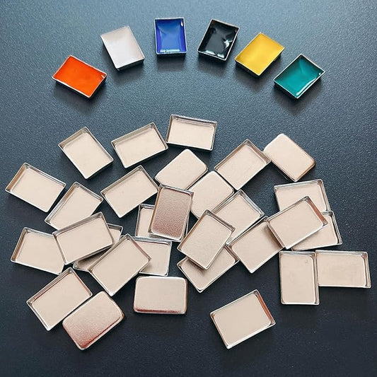 FCLUB 100Pack Empty Eyeshadow Metal Pans Cosmetic Eyeshadow Blush Lipstick Organizer with Magnets