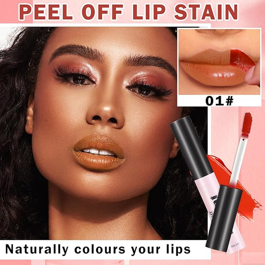 Lip Stain Tint Peel Off Lip Tint Stain,Peel Off Tattoo Tinted Lip Stain Long Lasting Waterproof Matte Liquid Lipstick Lip Gloss Makeup Gift - 01