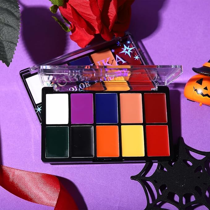 BOBISUKA Cream Lip Color Palette, High Impact 10 Halloween Colors Matte Lipstick Makeup Palette, Moisturizing Waterproof Creamy Formula Lipstick - Halloween