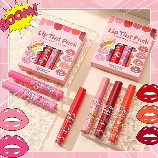 6 Colors Peel off Lip Stain Set, Peel off Lip Liner Tattoo Matte Finish Lip Tinted Lipstick Liquid Lipstick Long-Lasting Bright Colors, Lip Makeup Gift for Women