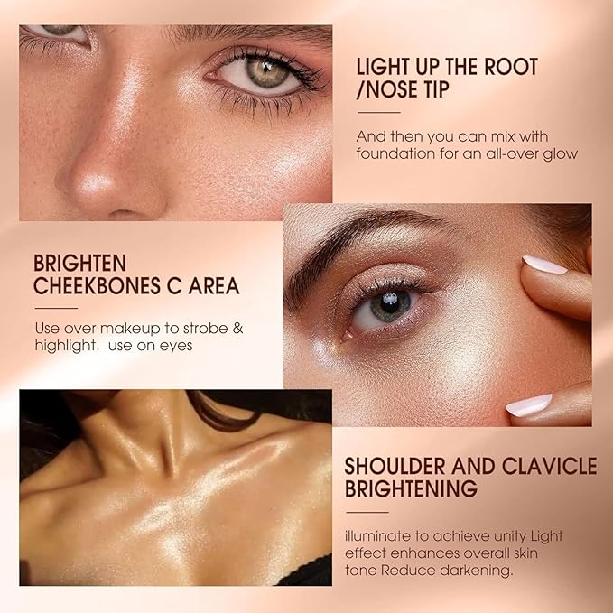 MAEPEOR Shimmer Body Luminizer 5 Colors Moisturizing Glow Illuminator Smooth and Non-sticky Summer Highlighter For Face and Body (80ML, 01 Silver)