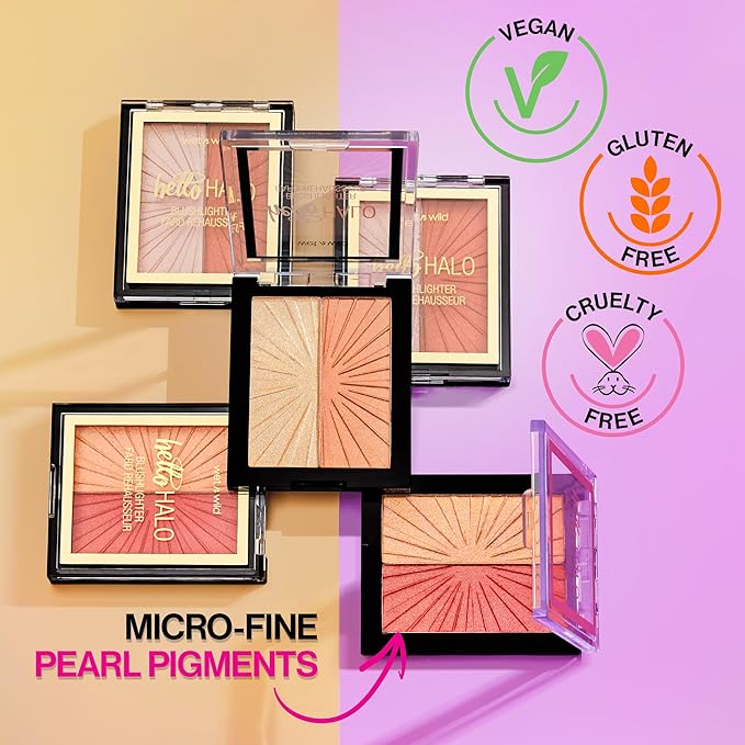 wet n wild Prime Focus Primer Serum and MegaGlo Blushlighter Set, Blendable Blush & Highlighter Duo with Shimmery Metallic Finish