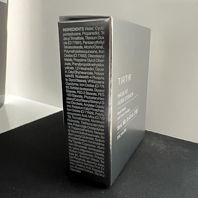 TIRTIR Mask Fit Aura Silver Cushion Foundation | Semi-glow Finish, Natural Coverage, Moisturizing, Lightweight, Korean cushion foundation (#33C Hazel, Full Size, 0.63 Fl Oz)