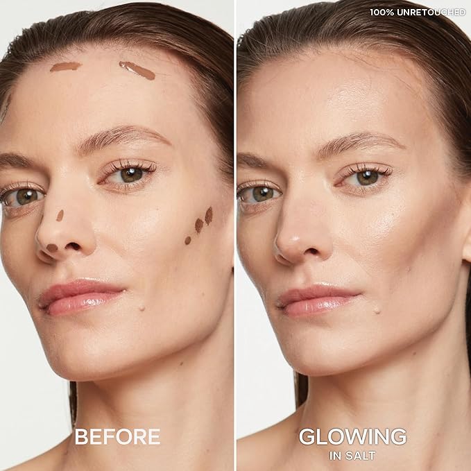 Saie Radiant Glow Duo - Dew Bronze Soft-Focus Liquid Bronzer in Salt (0.4 oz) & Mini Glowy Super Gel Lightweight Illuminator in Sunglow (0.5 oz), Hydrating Makeup Essentials for a Sun-Kissed Glow
