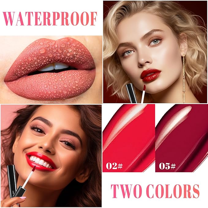 DAGEDA 2 Colors Peel Off Lip Liner Stain Set, Tattoo Color Lip Tint Stain, Long Lasting and Waterproof Lip Stain Peel off Lip Makeup,Peel Off Lip Liner with Natural Matte Finish (02+05)