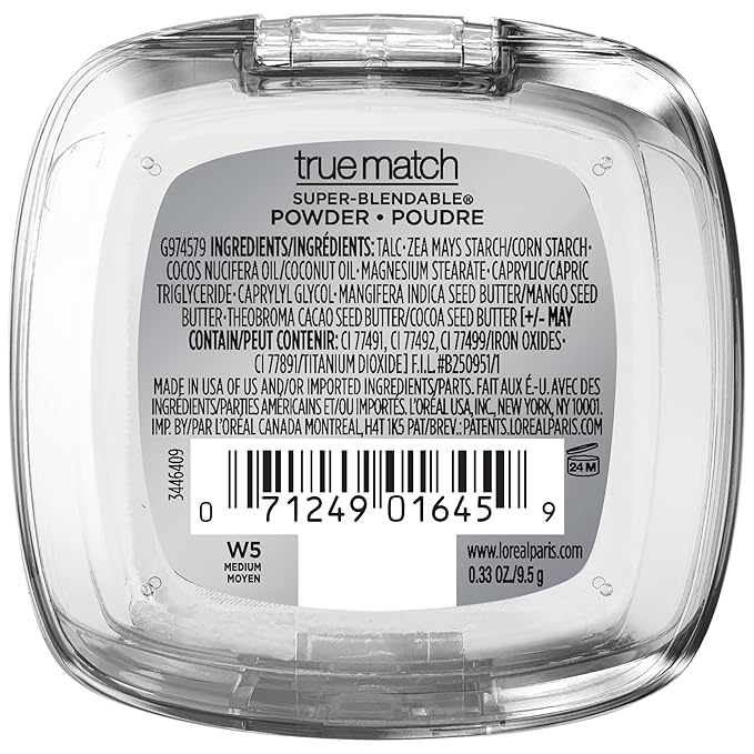 L'Oreal Paris True Match Super Blendable Oil Free Foundation Powder, W5 Medium, 0.33 oz Packaging May Vary