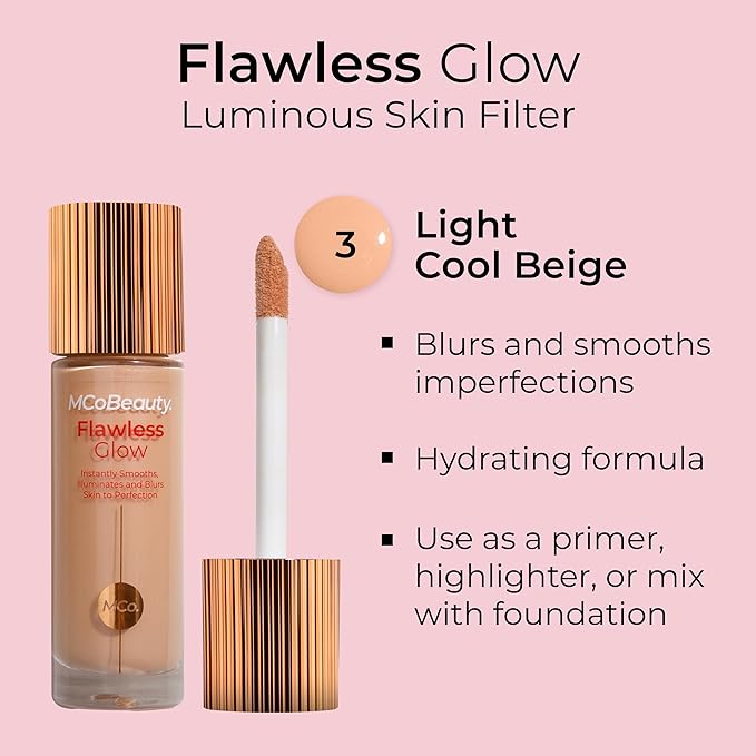 MCoBeauty Flawless Glow Luminous Skin Filter, 3 Light, Healthy Glow with Natural Radiance, Vegan, Cruelty Free Cosmetics
