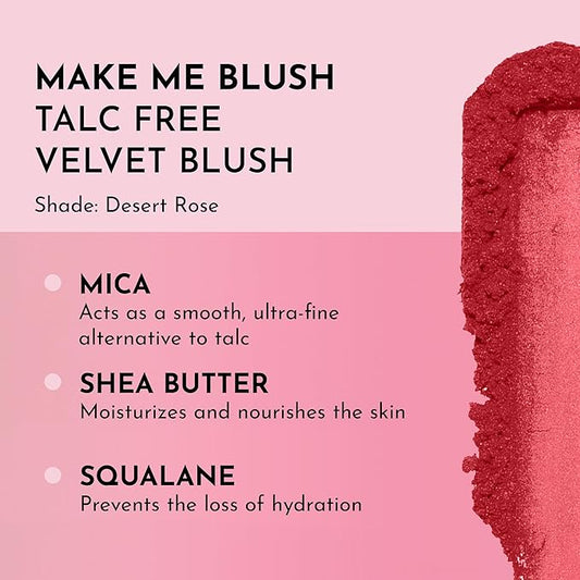 Make Me Blush Talc Free Velvet Blush, Dessert Rose, Pink, 0.18 Ounce
