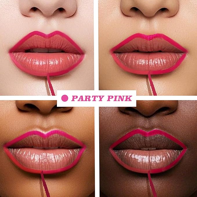 Lip Liner Stain, Long Lasting Peel Off Lip Stain, Waterproof & Transfer-Proof Matte Lip Tattoo, Easy to Use & Natural Finish (Party Pink)