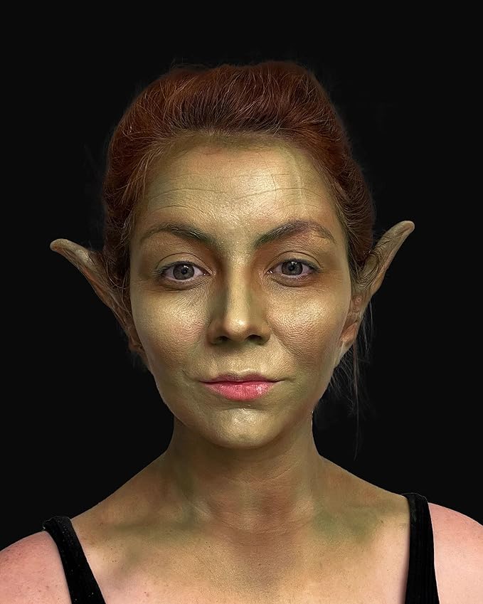 Graftobian Orc & Goblin Ear Complete Makeup Kit - Ears with Adhesive & Skin Tone Makeup - for Cosplay, Halloween Costumes, & Theater - Full Color Instructions