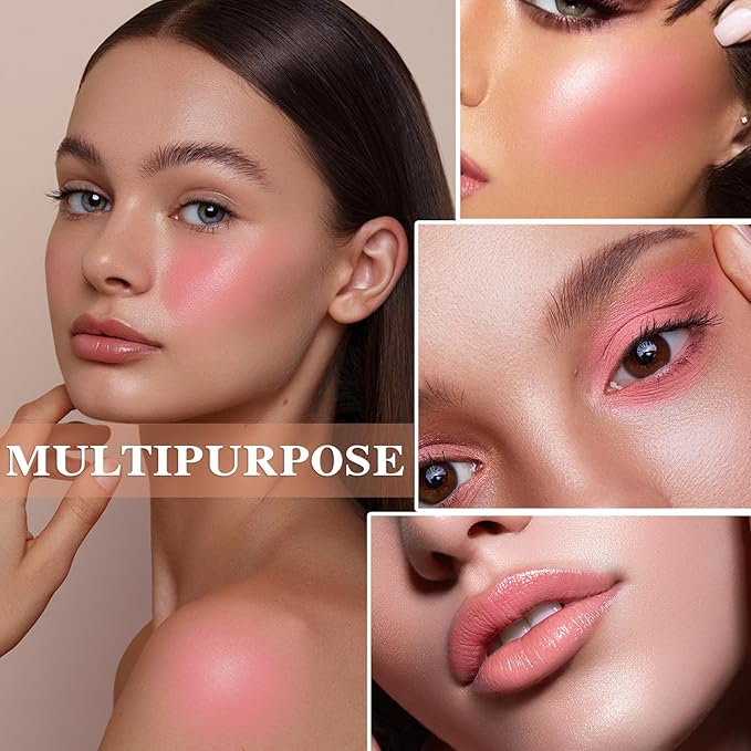 Cream Blush Stick with Brush and Makeup Sponge,Waterproof Multi Cream Makeup Stick,Lightweight,Long-lasting,2 in 1 Multi Blush for Cheeks & Lip Tint & Eyeshadow L