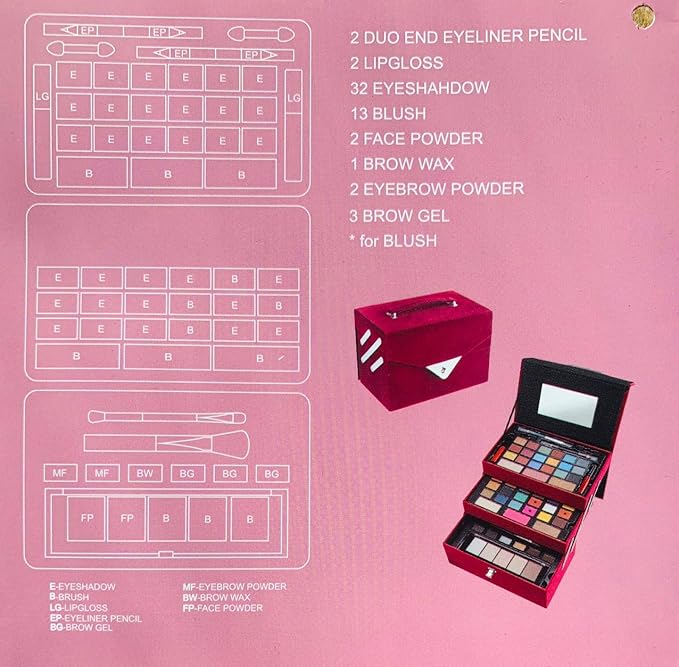 All In One Makeup Kit (Eyeshadow, Blushes, Powder, Lipstick & More) Holiday Gift Set (LightPink)