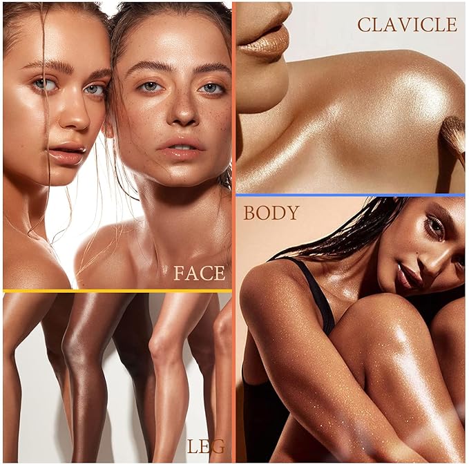 Liquid Illuminator, Firstfly Body Highlighter Makeup Smooth Shimmer Glow Liquid Foundation for Face & Body(#02 Metallic Gold)