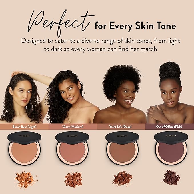 Mented Cosmetics Stick Foundation, Concealer & Contour Stick for Dark Skin, Cream Foundation for Black Women Makeup, T30 + Highlighter Bronzing Powder Palette with Vitamin E + A, 0.35oz, Vacay Bundle