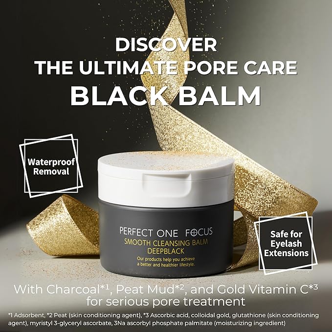Smooth Cleansing Balm Deep Black – Pore Cleansing & Makeup Removal – Suitable for Sensitive Skin, Eyelash Extensions Safe, 2.64oz (1, Black)