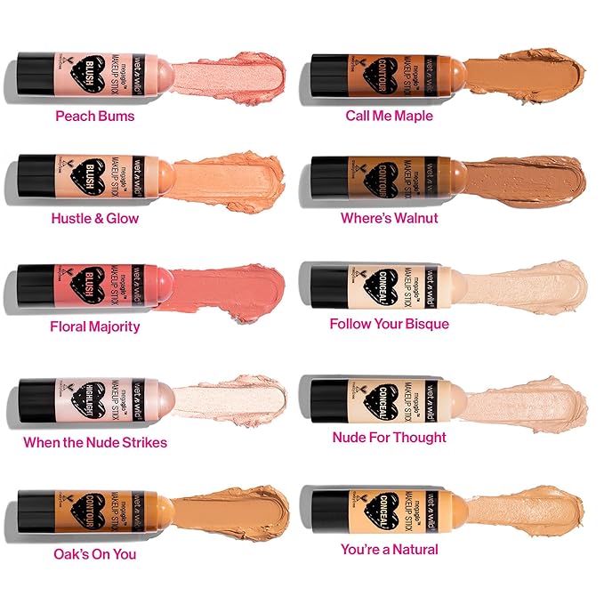 wet n wild MegaGlo Makeup Stick, Buildable Color, Versatile Use, Cruelty-Free & Vegan - Peach Bums