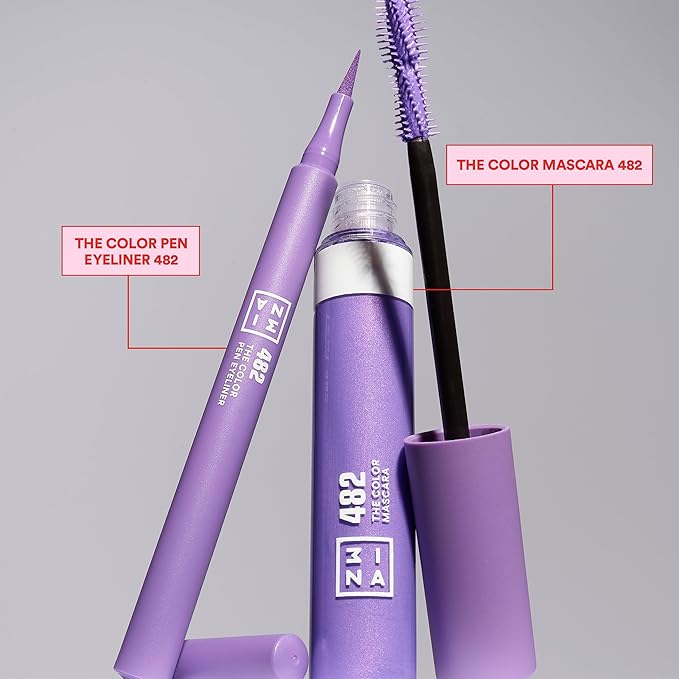 3INA MAKEUP - The Vibrant One Kit - Purple - Perfect Purple Set - The Colour Pen Eyeliner 482 + The Colour Mascara 482 - Durable and Bright Colour - Makeup Set - Vegan - Cruelty Free
