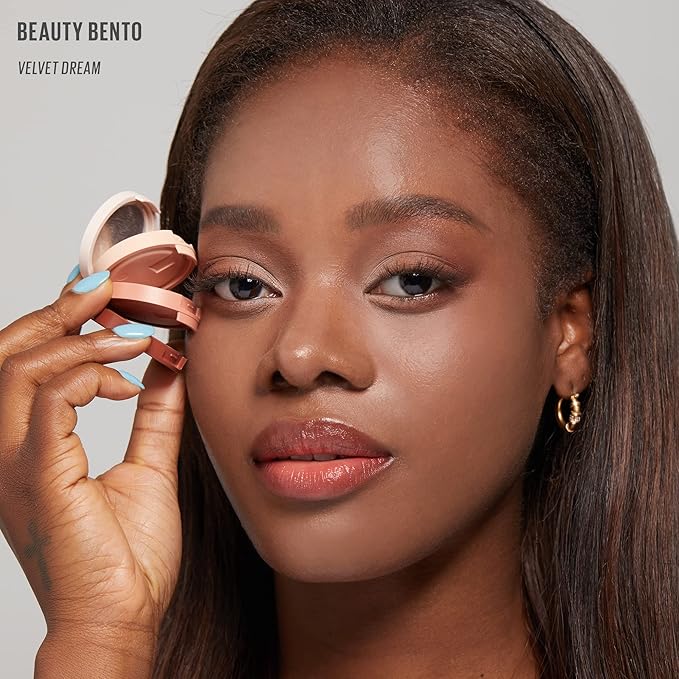 Kaja Lip & Blush Glazed Keychain Stain - Jelly Charm 01 Cherry Spritz + Beauty Bento Collection - Bouncy Eyeshadow Trio 13 Velvet Dream, 0.03 Oz Bundle