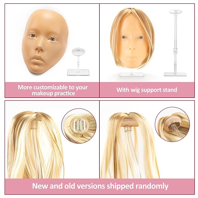 3D Makeup Practice Face – Realistic Makeup Mannequin Face with Human Hair, Ideal for Beginners & Enthusiasts to Improve Skills